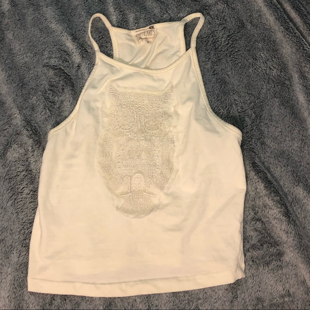 Off-white LA Hearts Halter neck crop top